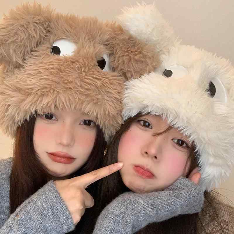 ぬいぐるみ帽 かわいい 防寒 子犬 おもしろ ロング耳 帽子 レディース ファッション 冬 暖かい 耳保護 ..