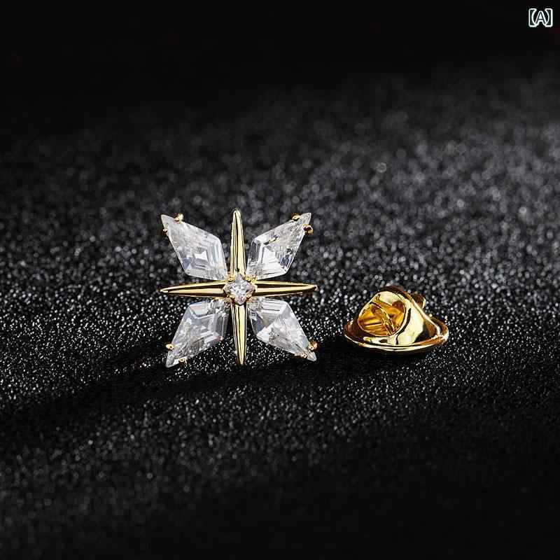 メンズ アクセサリー ブローチ おしゃれ スーツ ジルコン クロス コサージュ ハイエンド ビジネス カラー ピン サマー シャツ ネック ライン 装飾 襟 ボタン 花