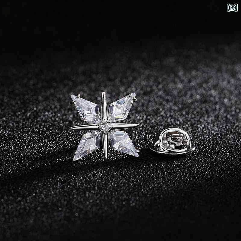 セキュアデポのメンズ アクセサリー ブローチ おしゃれ スーツ ジルコン クロス コサージュ ハイエンド ビジネス カラー ピン サマー シャツ ネック ライン 装飾 襟 ボタン 花｜アングル2