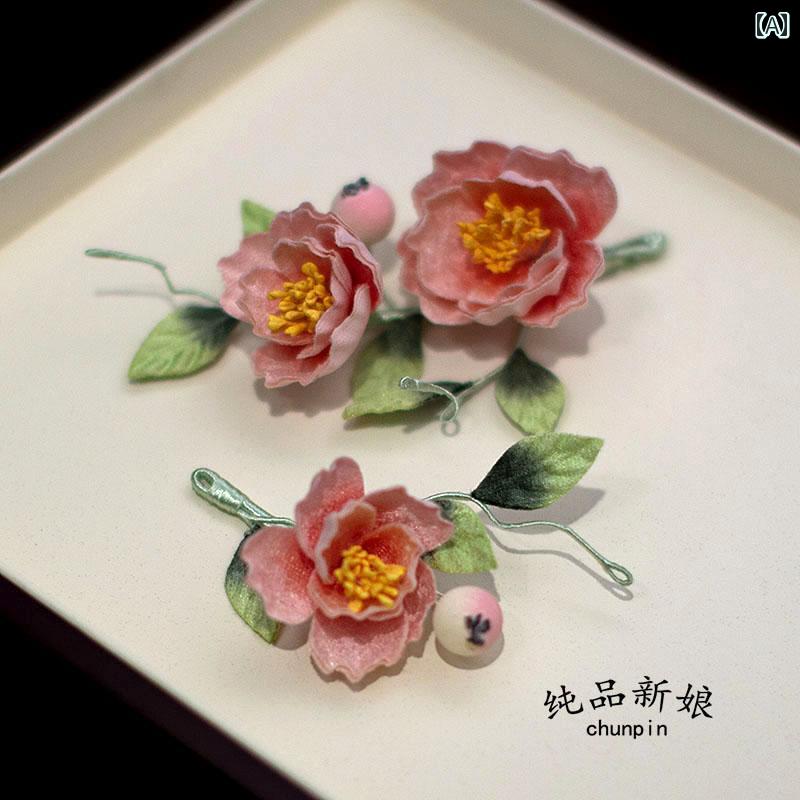 アクセサリー レディース ジュエリー ブライダル チャイナ風 頭飾り 花 サイドクリップ ヘアアクセサリー レトロ 結婚式 日常 漢服