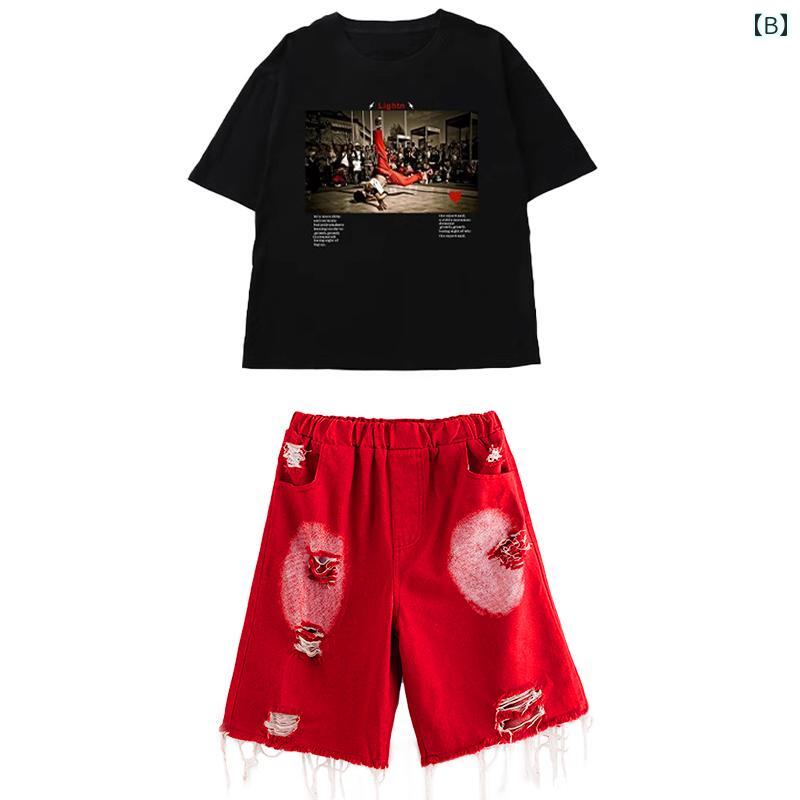 セキュアデポの子供服 女の子 男の子 Tシャツ ベスト パンツ コスチューム バンド ダンス ヒップホップ ストリート系 パフォーマンス 衣装 クール かっこいい キッズ｜アングル3