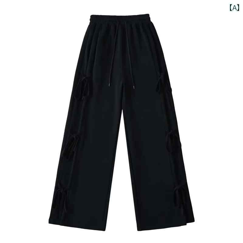 レディース カジュアル パンツ フェットネス アメリカ スタイリッシュ ガールズ グレー レース スポーツ 女性 春秋 ハイウエスト ワイド レッグ 長ズボン