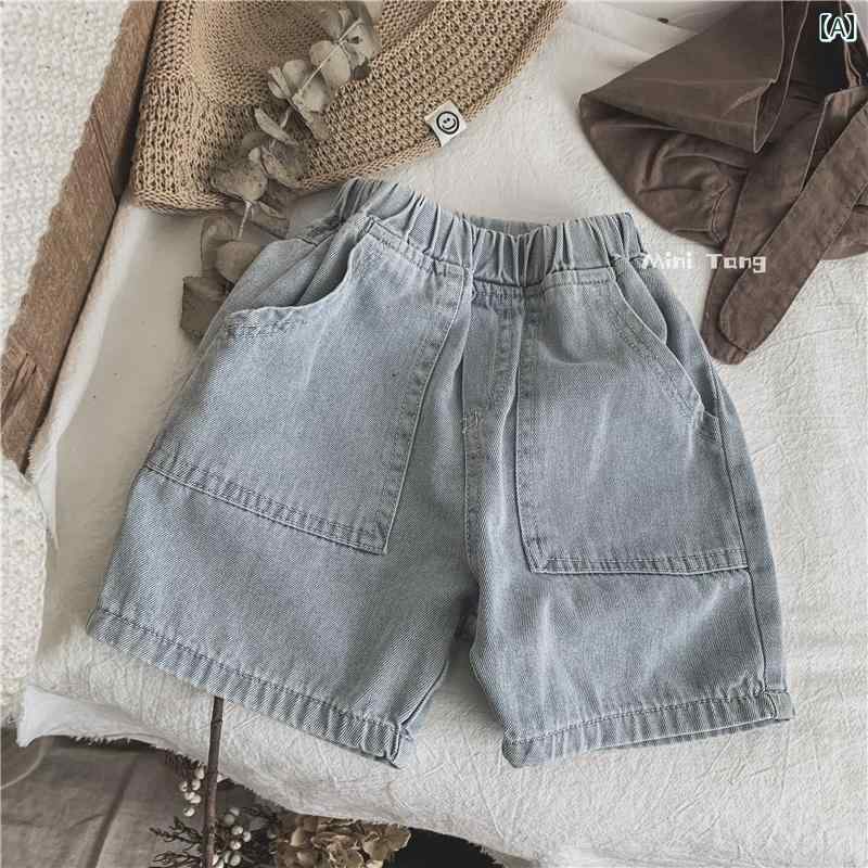 子供服 韓国 子供用 ゴム バンド ベルト デニムショートパンツ ユニセックス メンズ レディース ベビー ジーンズ 夏服