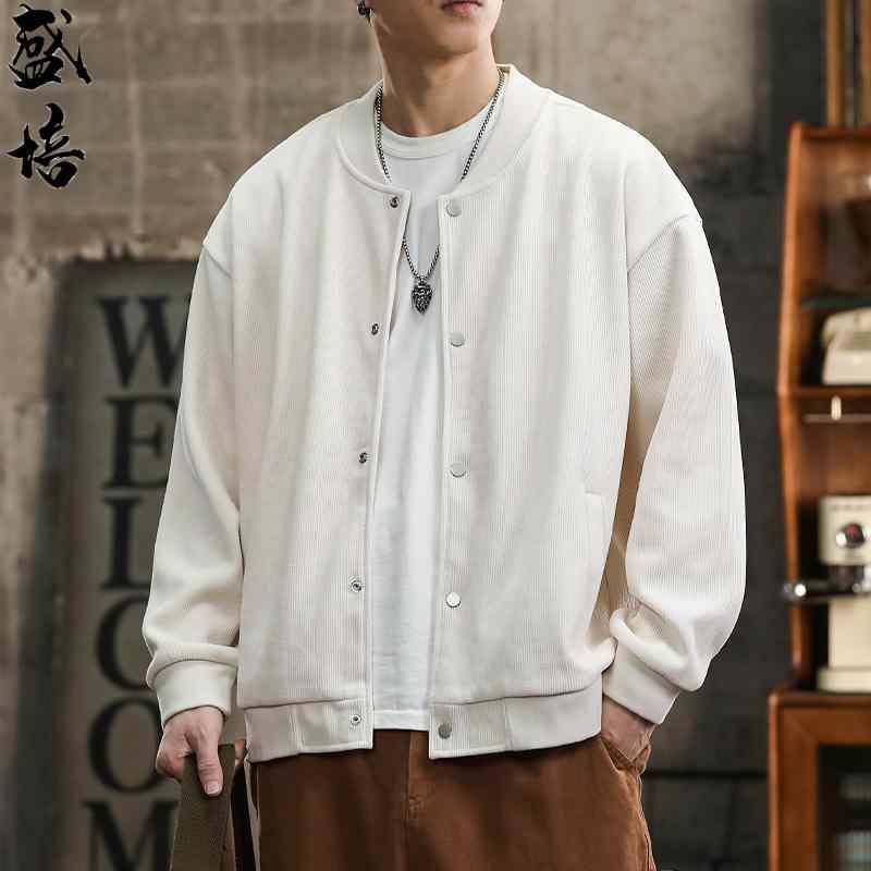 ジャケット メンズ ファッション 秋冬 ゆったり 野球 ユニフォーム 韓国 コーデュロイ カーディガンジャケット 男性
