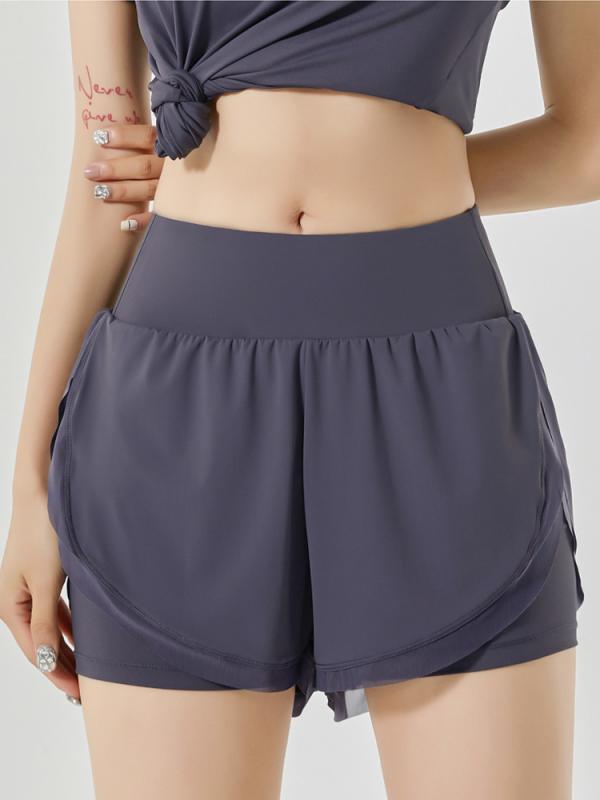 ヨガ スポーツショーツ レディース ポケット 速乾 通気性 露出防止 フェイク セットアップ フィットネスパンツ 吸湿発散性 ショートパンツ レディース