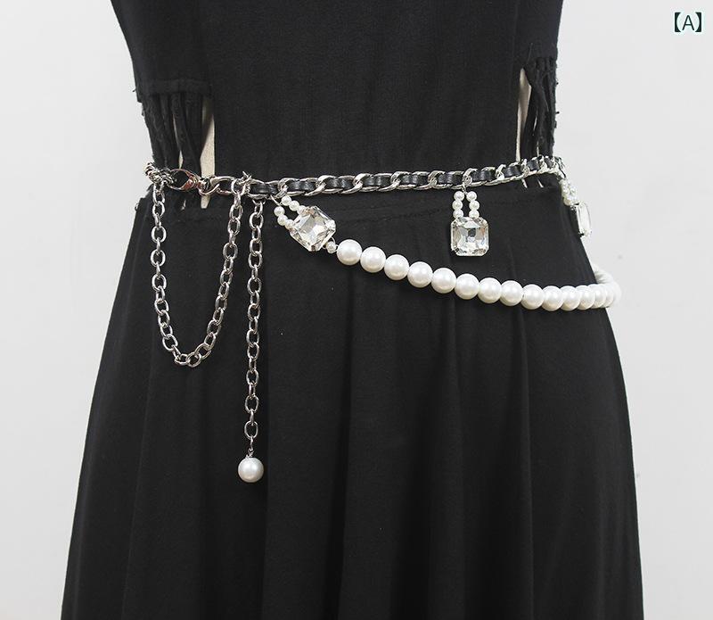 ウエスト チェーン レディース アクセサリー 金属 ベルト 装飾 スカート パンツ ファッション