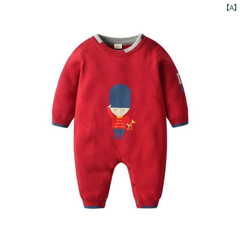ベビー カバーオール プレイスーツ かわいい 赤ちゃん 幼児服 メンズ レディース 新生児 服 ニット ジャンプ スーツ 春秋 スーツ スタイリッシュ お祝い 誕生日 服 ハイハイ 服