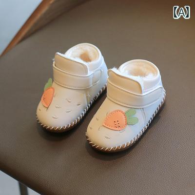 ベビー シューズ 冬 起毛 ベビー 幼児 靴 綿 0 1 2歳 プリンセス 革靴 女の子 暖かい 靴 PUレザー