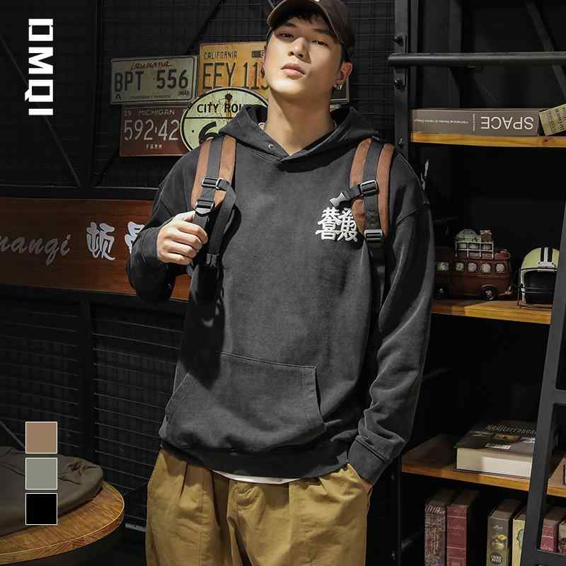 メンズ ロンT トレーナー 秋冬 綿 厚手 アメリカン レトロ フード スウェットシャツ 大きめサイズ ウィ..