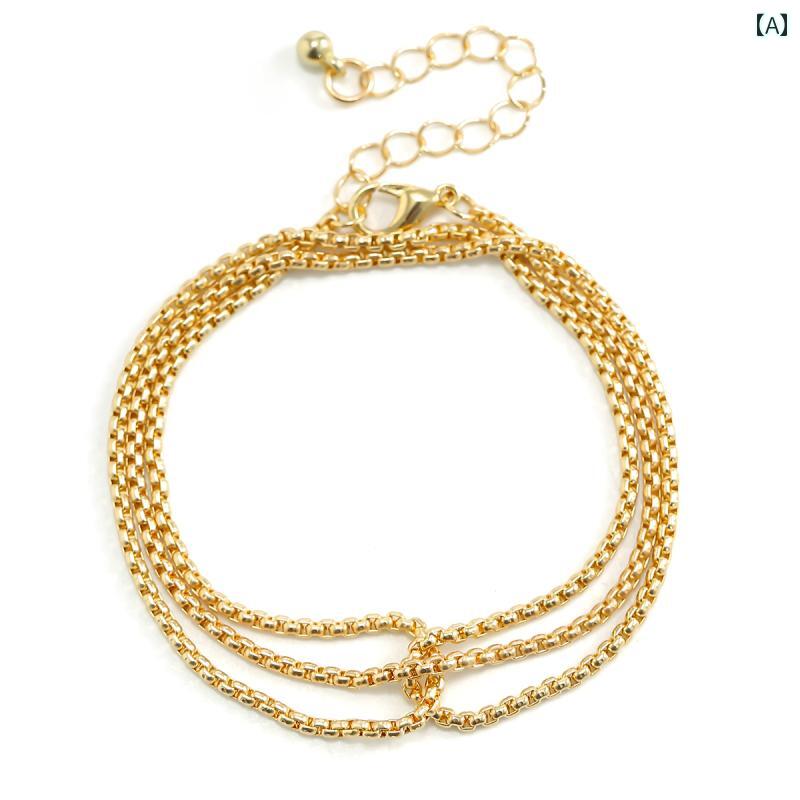 アクセサリー チェーン ビーチ 水着 エスニック サマーフェス ビキニ ボヘミアン 巻き ボックス ブレスレット 女性用 アメリカ シンプル ヒップ ホップ ファッション 個性 パンク メタルハンド ジュエリー