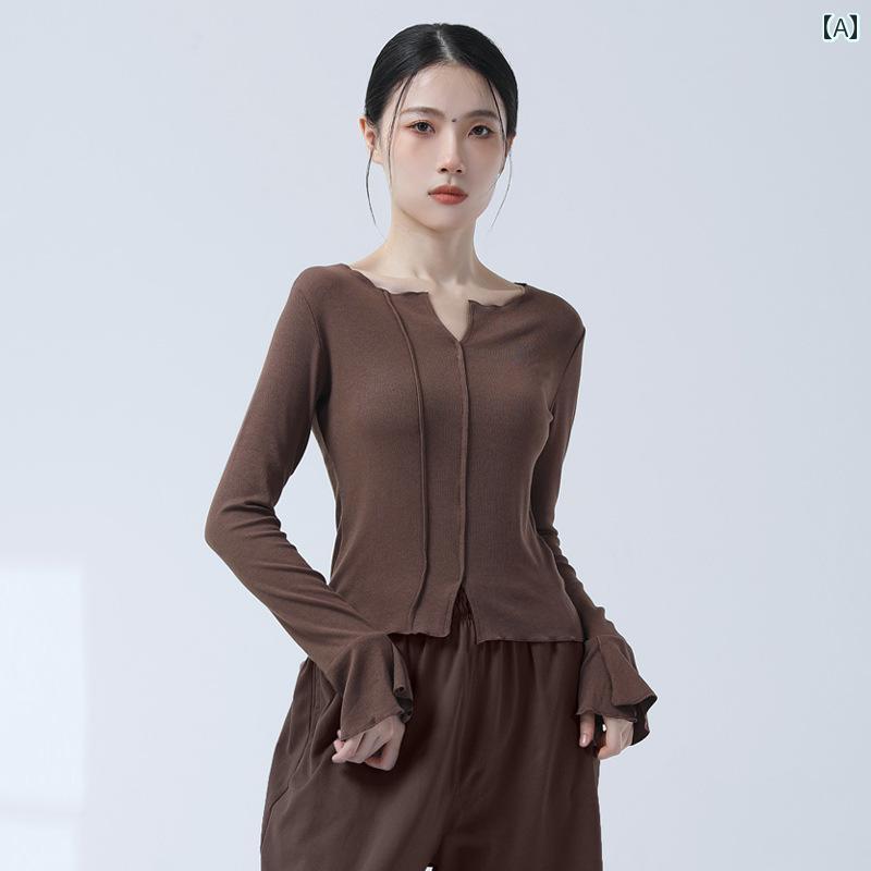 レディース モダン ダンス トップス プロ 練習着 糸入り 長袖 タイツ 受験 服 ニュー クラシック