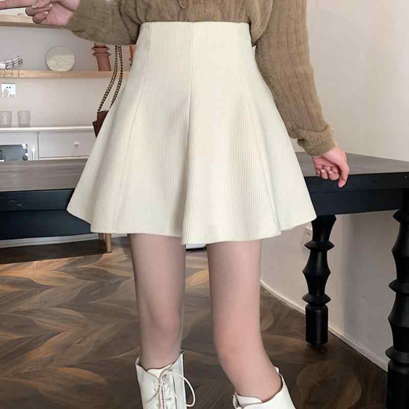 スカート レディース 秋 冬 大きいサイズ アプリコット コーデュロイ ショート コーヒー カラー aライ..