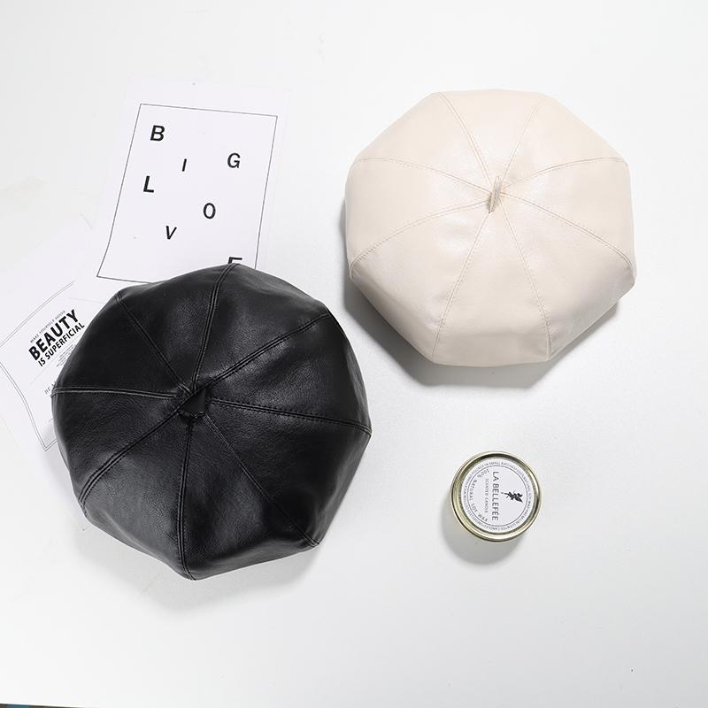 ベレー帽 おしゃれ ペインターハット 黒 レザー ヘビーかぼちゃ 帽子 韓国 和風 英国 レトロ 画家帽子 かわいい 子供 レディース オールシーズン