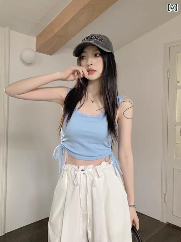 レディース 夏 ミニ丈タンクトップ トップス モテ服 セクシー お腹見せ かわいい おしゃれ カジュアル 韓国 イベント フェス トレーニング 日常着 ダンス レジャー 女子会 デート アップ 映え