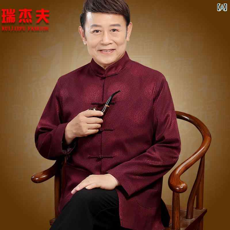 チャイニーズ メンズ ファッション トップス ジャケット シャツ レトロ スーツ 誕生日 ひんやり 涼しい 快適 大きめサイズ チャイナ風 ..