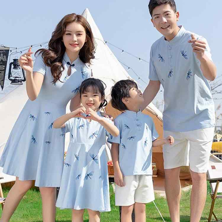 親子服 家族 ペアルック レディース メンズ 大人 キッズ 子供 赤ちゃん ベビー 親子 リンク コーデ お揃い レジャー トラベル 記念写真 チャイナ風 漢 レトロ