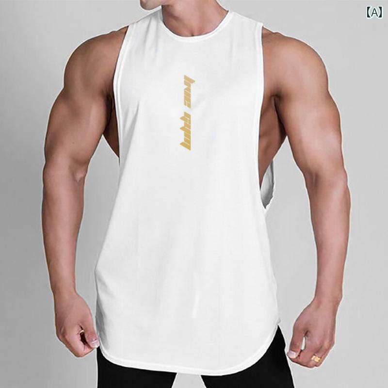 ノースリーブ メンズ マッスル スポーツフィットネス タンクトップ 速乾 大きめ スリット ノースリーブ Tシャツ チョッキ サスペンダー アメリカン バスケットボール トレーニングウェア