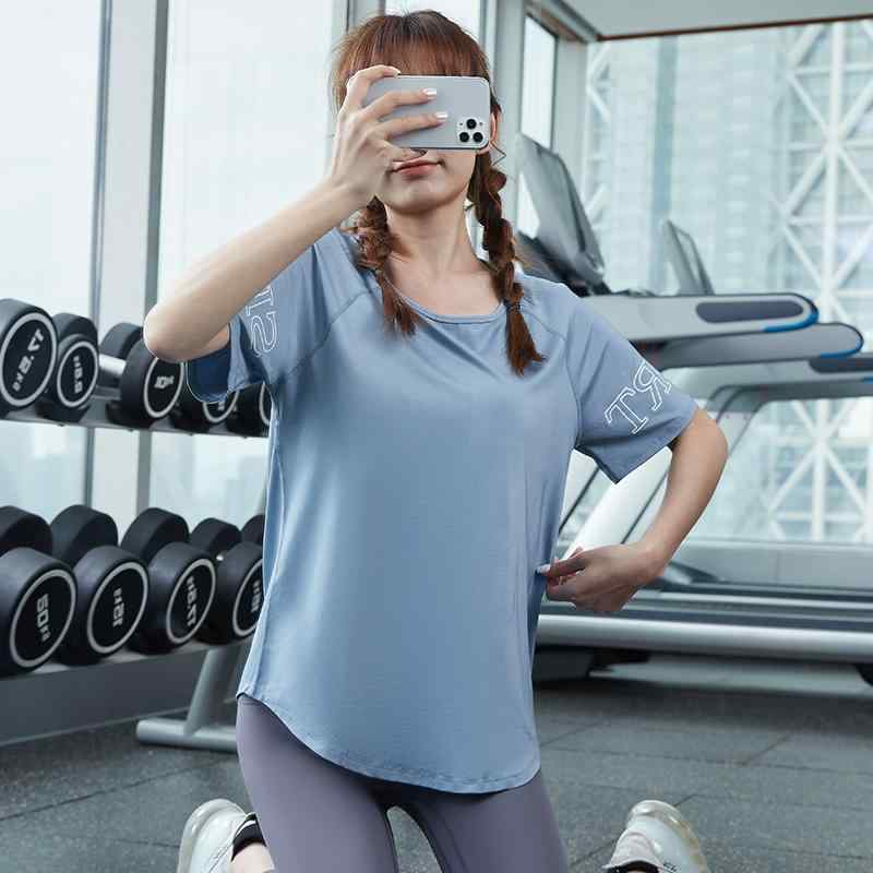 Ladies Wear - レディース スポーツ フィットネス トレーニング ウェア ジム ファッション レディース ゆったり 半袖 Tシャツ ランニング トップス 通気性 ヨガ