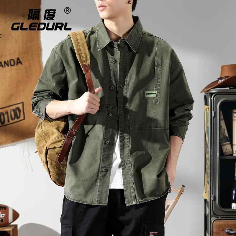 メンズ 春秋 長袖ミリタリージャケット アウター 上着 羽織 シャツ 前ボタン 襟 カジュアル おしゃれ きれいめ 普段着 仕事着 レトロ アメカジ 趣味 ダンス パフォーマンス 衣装 アウトドア レジャー 旅行