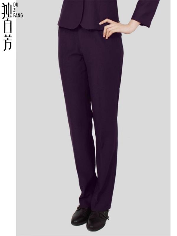 ボトムス パンツ ズボン 作業着 仕事着 美容院 ホテル フロント デスク レジ アテンダント ダークパープル レディース 春秋 大きめサイズ ロング ポリエステル