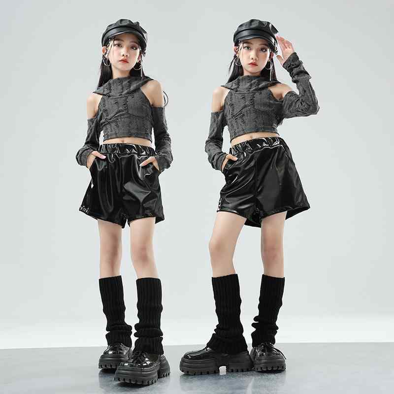 子供服 女の子 Tシャツ タンクトップ フード へそ出し ショートパンツ コスチューム バンド ダンス ヒップホップ ストリート系 パフォーマンス 衣装 セットアップ クール かっこいい キッズ