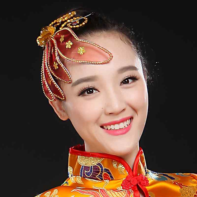 ヘアアクセサリー 頭飾り モダンダンス 花 開き ダンス コーラス 角 扇 ダンス アクセサリー ゴージャ..