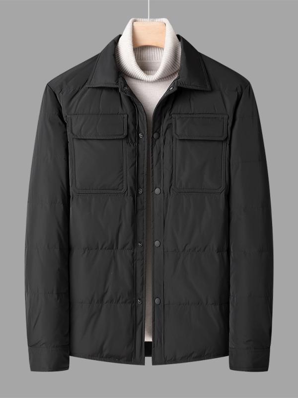 メンズ 冬 ダウンジャケット シャツ 襟 ショート 韓国 おしゃれ ビジネス カジュアル 暖かい 大きめサイズ ダック ダウン ライト ジャケット