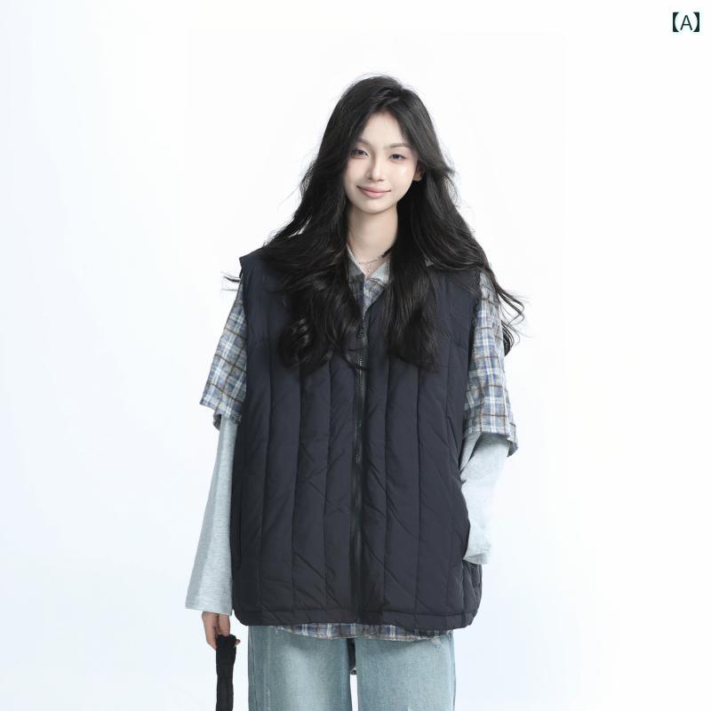アウターベスト 防寒 冬 暖かい ダウン ジャケット ベスト レディース シンプル ファッション ソリッドカラー