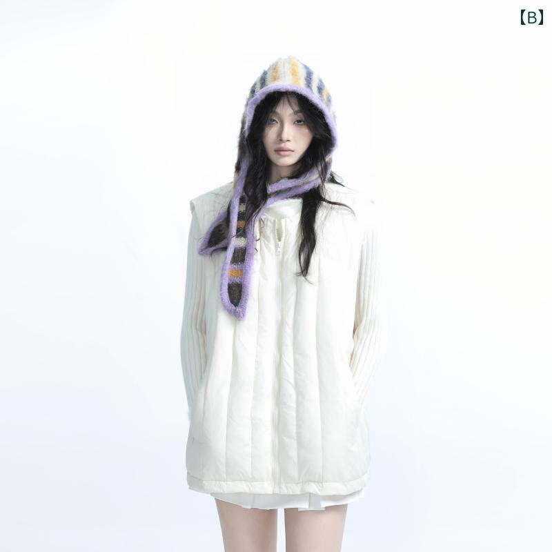 アウターベスト 防寒 冬 暖かい ダウン ジャケット ベスト レディース シンプル ファッション ソリッドカラー