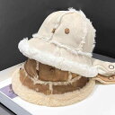 帽子 防寒 厚手 スエード レディース フィッシャーマンハット 暖かい 防寒性 バケットハット シープスキン