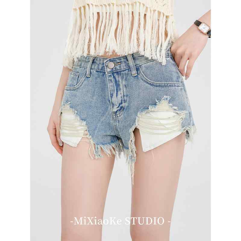 Short Pants - パンツ ショートパンツ ダメージデニム 薄手 夏 通学 カジュアル レジャー リゾート 休日 ホームウェア レディース