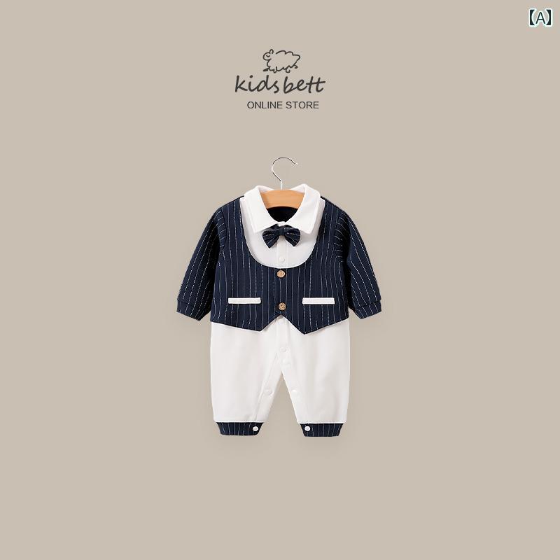 ドレス カバーオール ジャンプ スーツ 赤ちゃん 幼児 プレイスーツ かわいい ベビー 服 春服 新生児 男の子 満月 百日 紳士服 一歳 秋