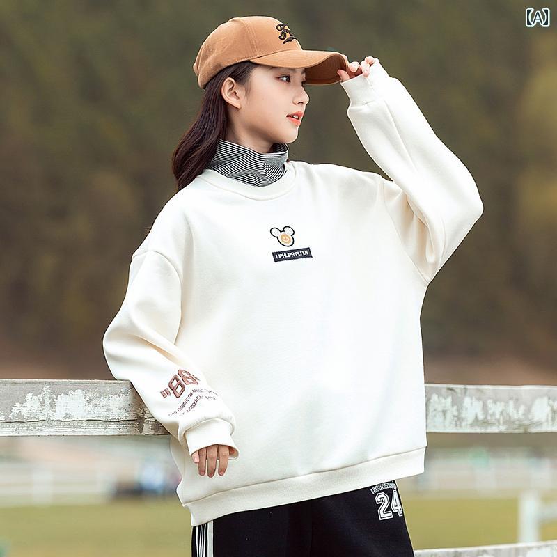 トレーナー スウェットシャツ 秋冬 長袖 厚手 カジュアル 学生 ショッピング ホームウェア ガール レディース