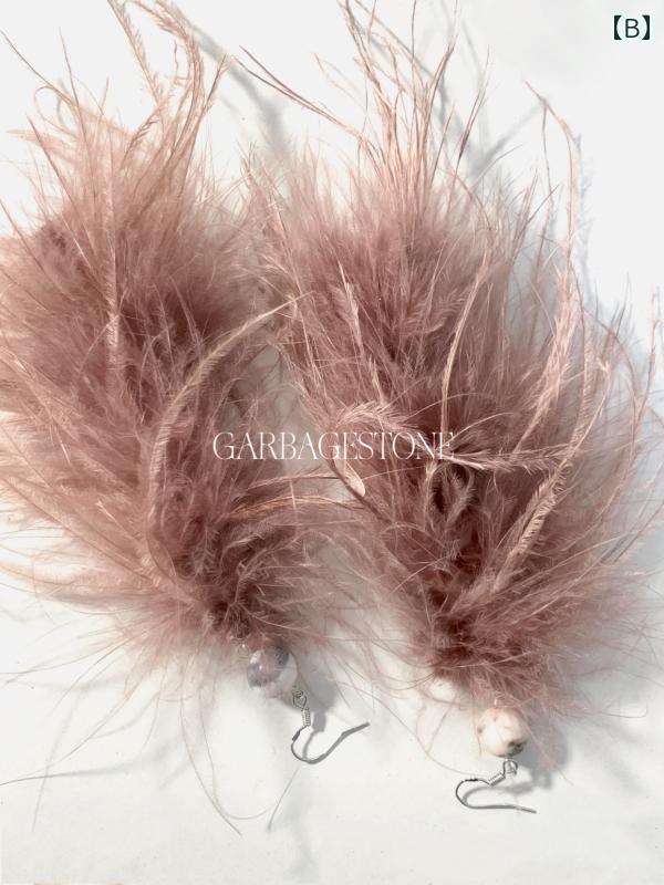 ピアス レディース おしゃれアイテム ピアス 孔雀の目 レトロ エキゾチック エスニック ダチョウ 羽 イヤリング イヤー クリップ