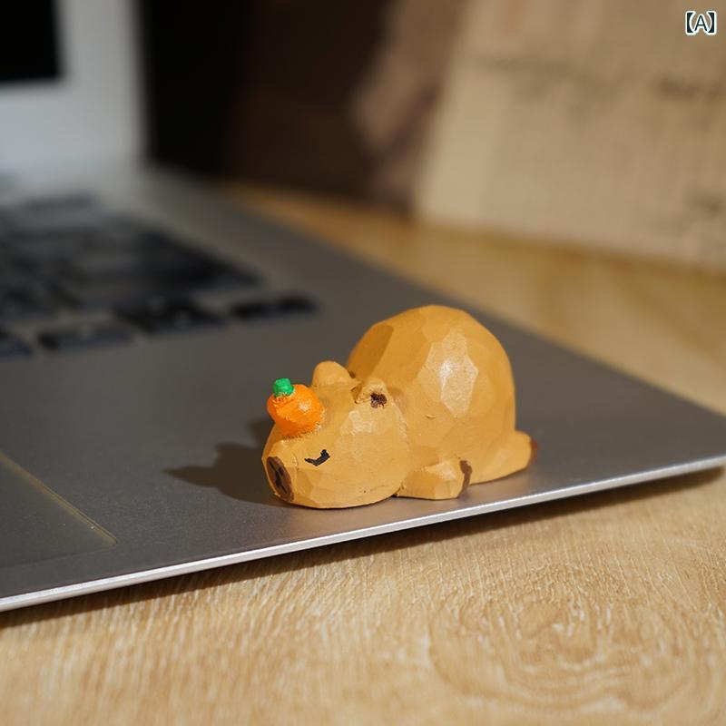 カピバラ 木彫り 小さめ 装飾品 動�