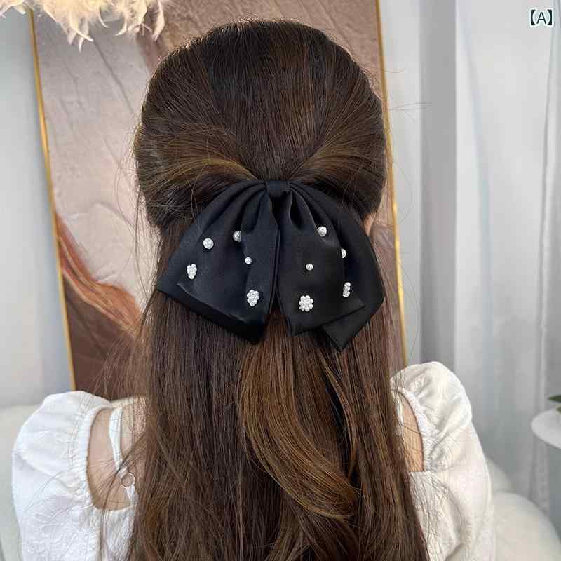 レディース アクセサリー ヘア 大人 かわいい ヘアピン 後頭部 サメ クリップ ハイエンド サテンリボン ヘアキャッチャー