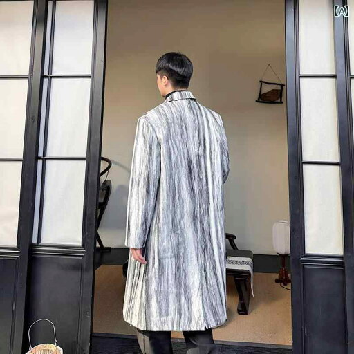 メンズ ジャケット かっこいい 冬 中華風 インク プリント ロング ウール コート 瞑想 レトロ ハイエンド メンズ ジャケット かっこいい 冬 中華風 インク プリント ロング ウール コート 瞑想 レトロ ハイエンド