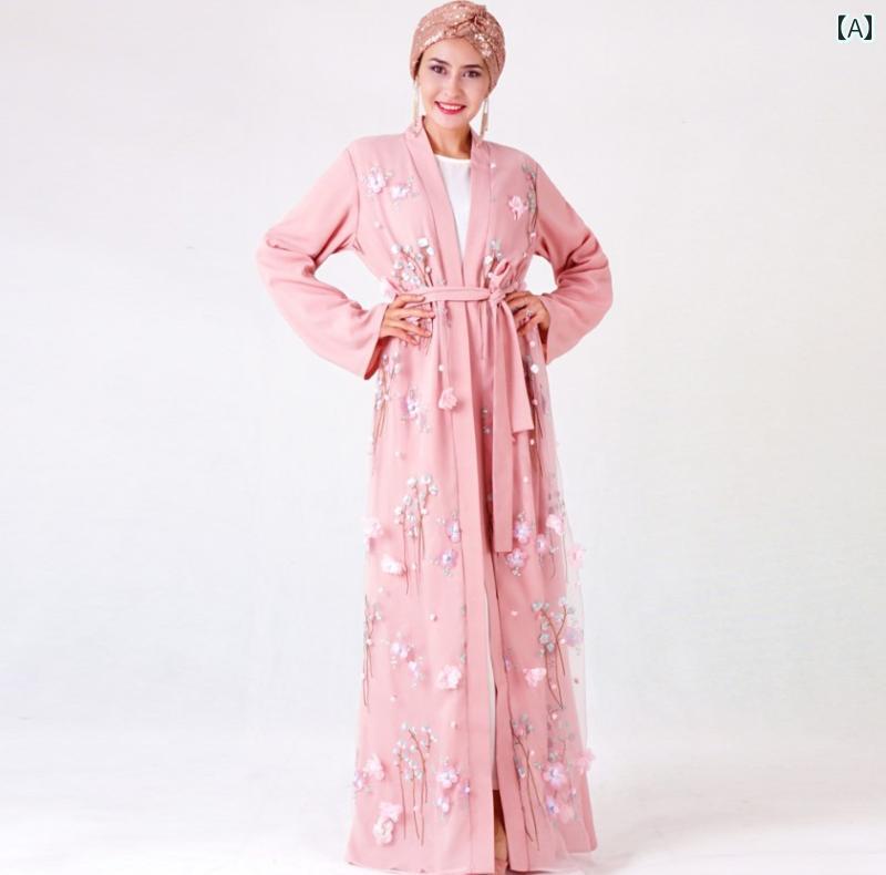 レディース エスニック ファッション 民族衣装 ドバイ 服 アブダビ カーディガン ロング スカート オープン