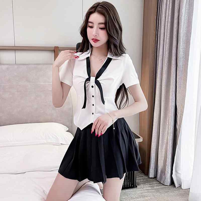 制服 フットバス 魅惑 Vネック スーツ セクシー 白 シャツ おしゃれ かわいい ホテル フェミニン フロ..