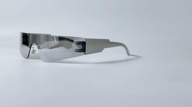 サイバー パンク サングラス おしゃれ フレームレス ワンピース メガネ UV 400 紫外線 防止 未来的 SF ..