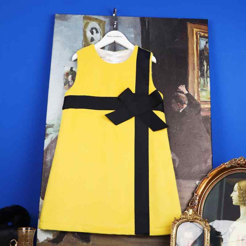 ドレス ワンピース かわいい キッズ ファッション 子供服 女の子 秋冬 ウール ベスト 対照的 リボン