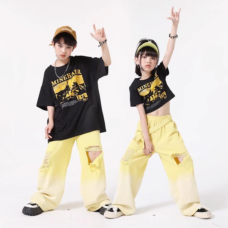 子供服 女の子 男の子 Tシャツ へそ出し パンツ コスチューム バンド ダンス ヒップホップ ストリート系 パフォーマンス 衣装 セットアップ クール かっこいい キッズ