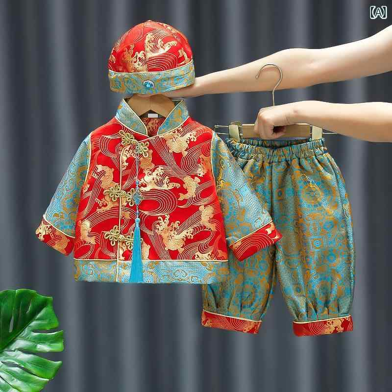 ドレス 漢服 子供服 かわいい 民族衣装 COS チャイニーズ スタイル 1歳 男の子 赤ちゃん 中華 高級 唐服 子供 1歳 春秋 パーティー 服
