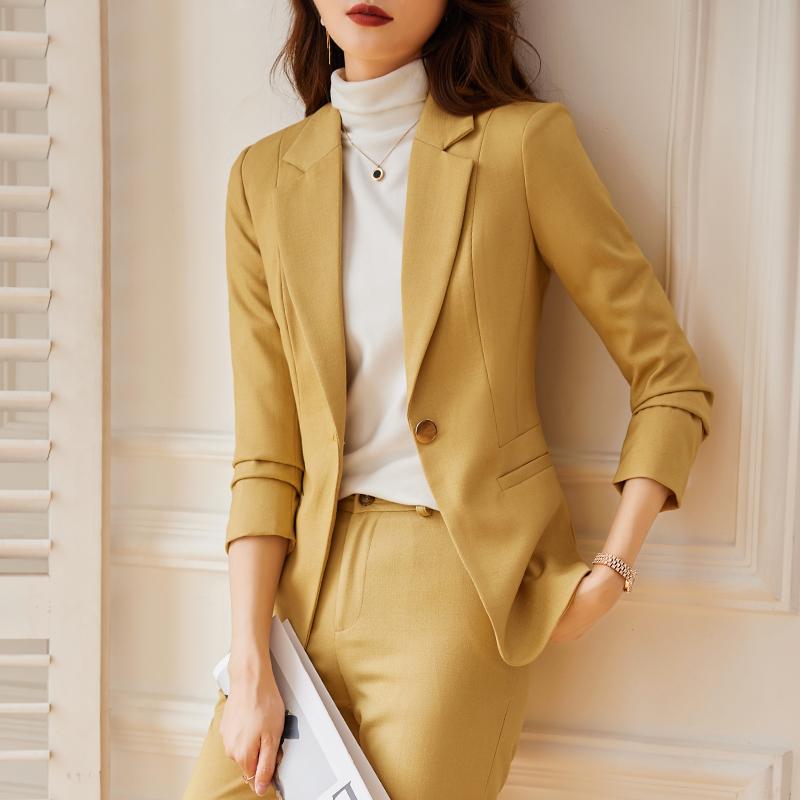 Pants Suit - レディース スーツ スタイリッシュ オフィス 婦人服 レディース 洗練 大人 きれい 豪華感 春 スーツ ジャケット パンツ 仕事 作業着 制服 業務 大きめサイズ