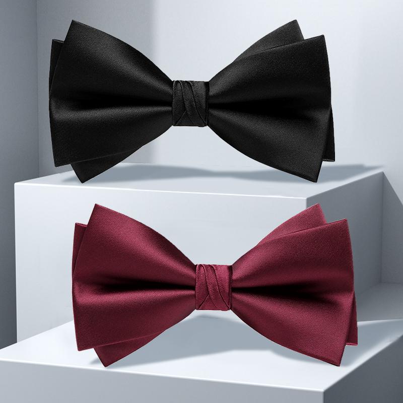 シャツ メンズ 蝶 ネクタイ おしゃれ ボウタイ ソリッドカラー 結婚式 新郎 結婚式 花婿 付添人 レッド スーツ ブラック ダブル ボウ