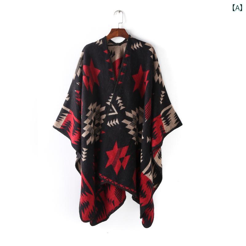 ショール ケープ マント ストール エスニック 暖かい ゆったり 大判 旅行 冷房対策 レディース メンズ ..