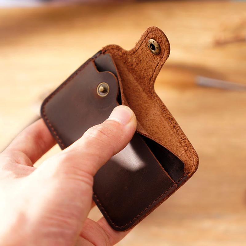 バッグ カードケース レザー スモール カード スナップ バックル 革 独立 カード スロット スモール キ..