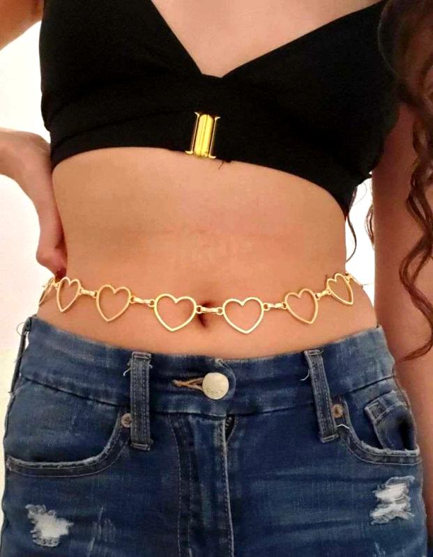 ウエスト チェーン 金属 編組 チェーン レディース ハート型 ファッション ベルト ドレス ベルト アクセサリー ジュエリー