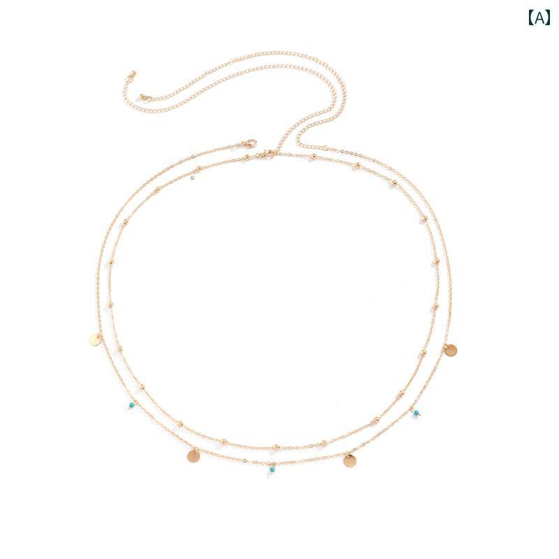 ウエストチェーン ビキニ 水着 ベリーダンス アクセ ウエストチェーン アクセサリー シンプル アクセント ワンポイント おしゃれアイテム レディース ファッション 夏