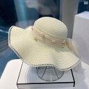 レディース 麦わら 帽子 ビーチ ハット おしゃれ サマー レース パール リボン サンシェード シーサイド 休暇 甘くて